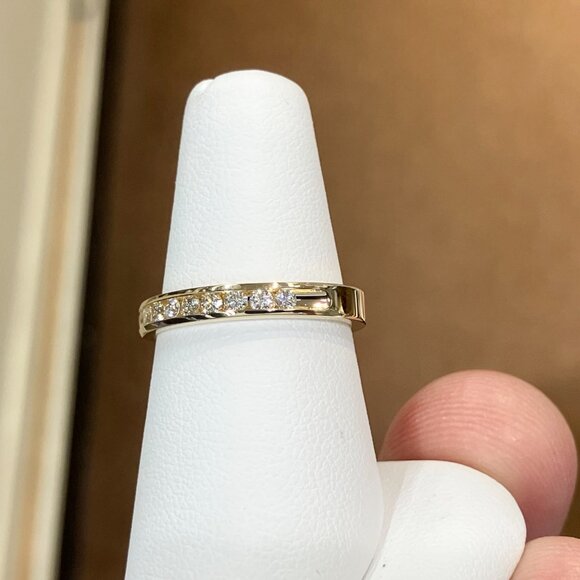 Gold Channel Set Quarter Carat Natural Diamond Ring - Picture 3 of 5